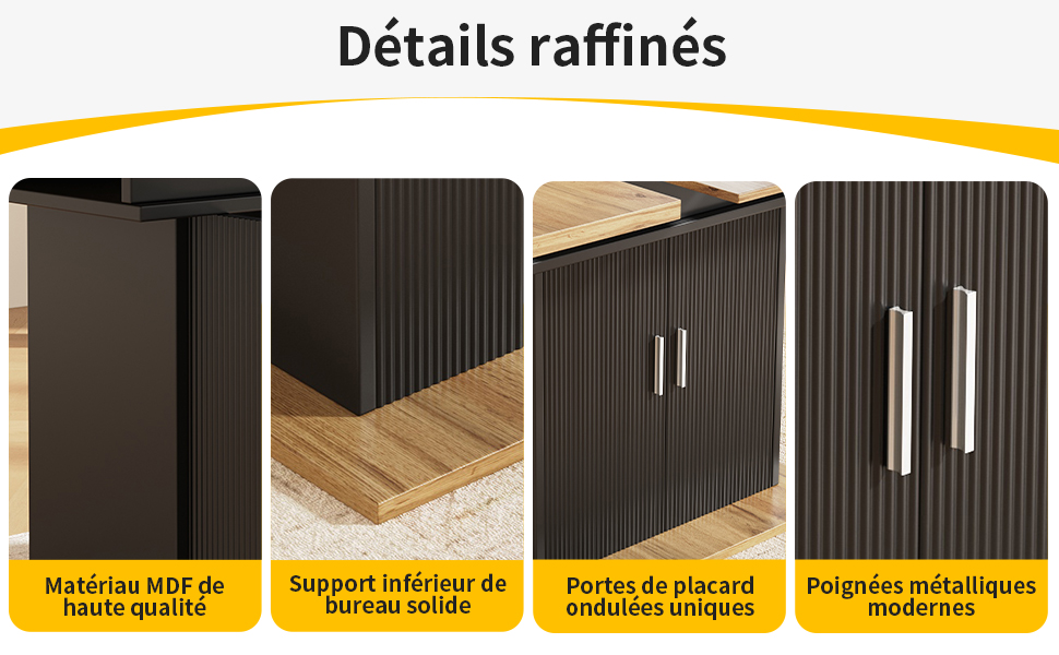 Table extensible noir 140x70 vue 3