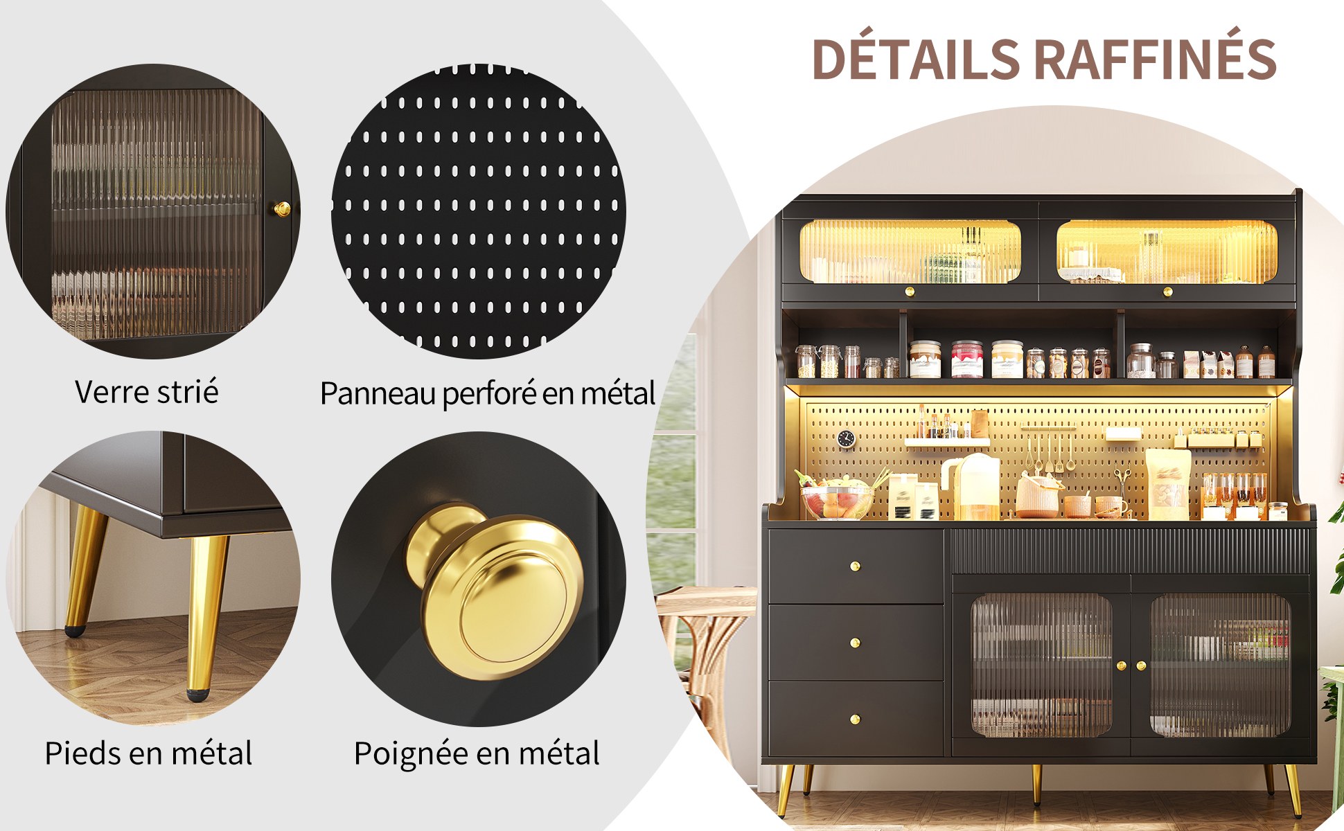 Buffet haut de cuisine Noir, vue 3