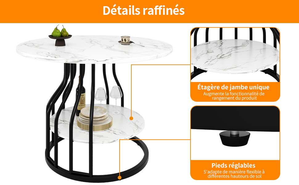 Table ronde noir 80x80 vue 2