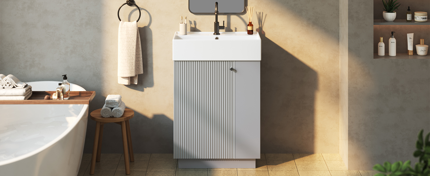 Meuble vasque gris vue 1