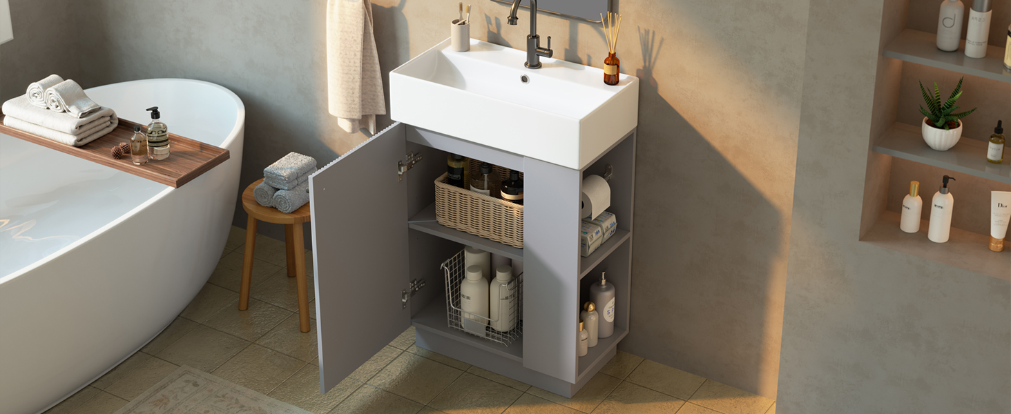 Meuble vasque gris vue 2