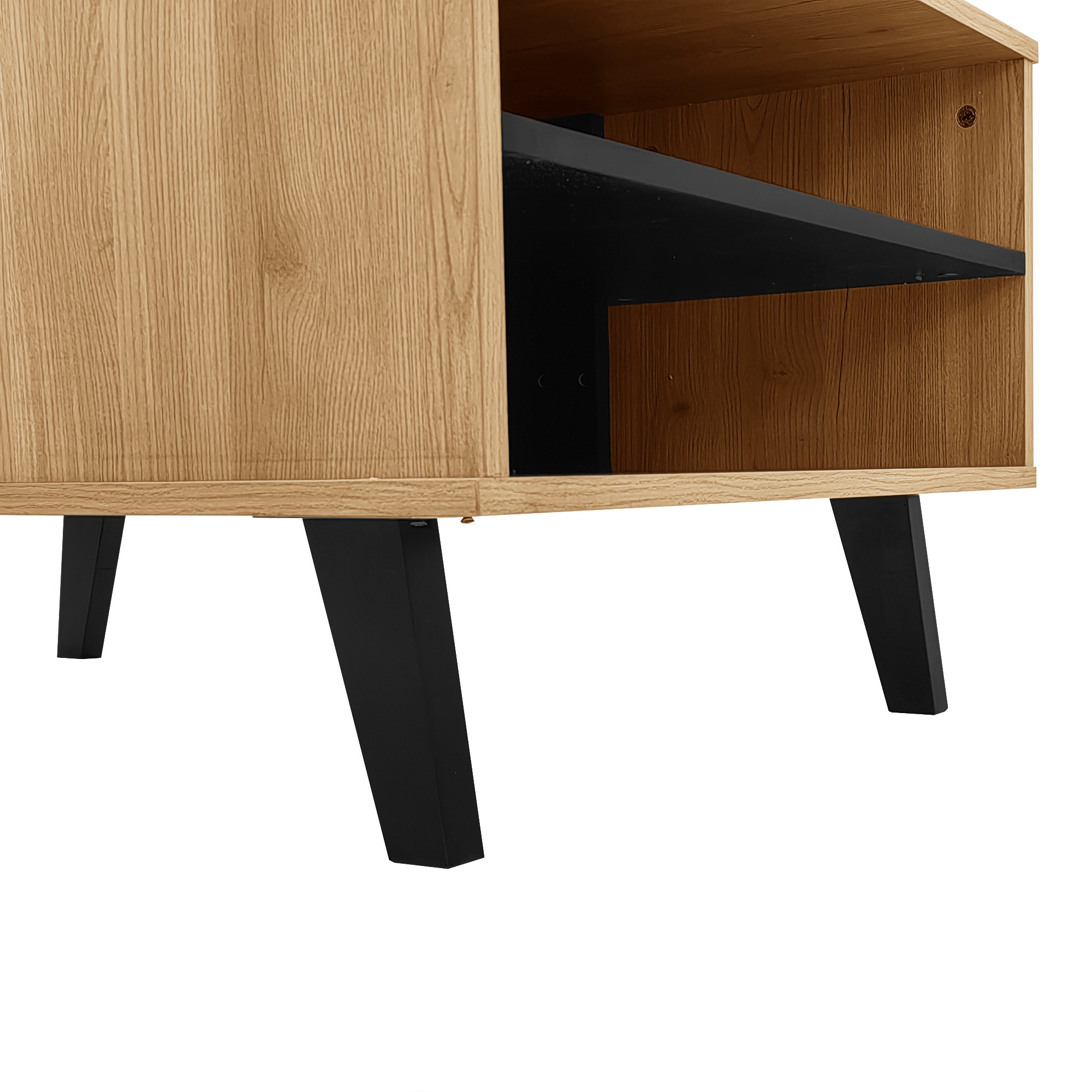 Table Basse Naturel, Rangement, Portes Vitrées, Design Moderne, Structure Robuste, Entretien Facile - 100x60x45cm - Salon 1