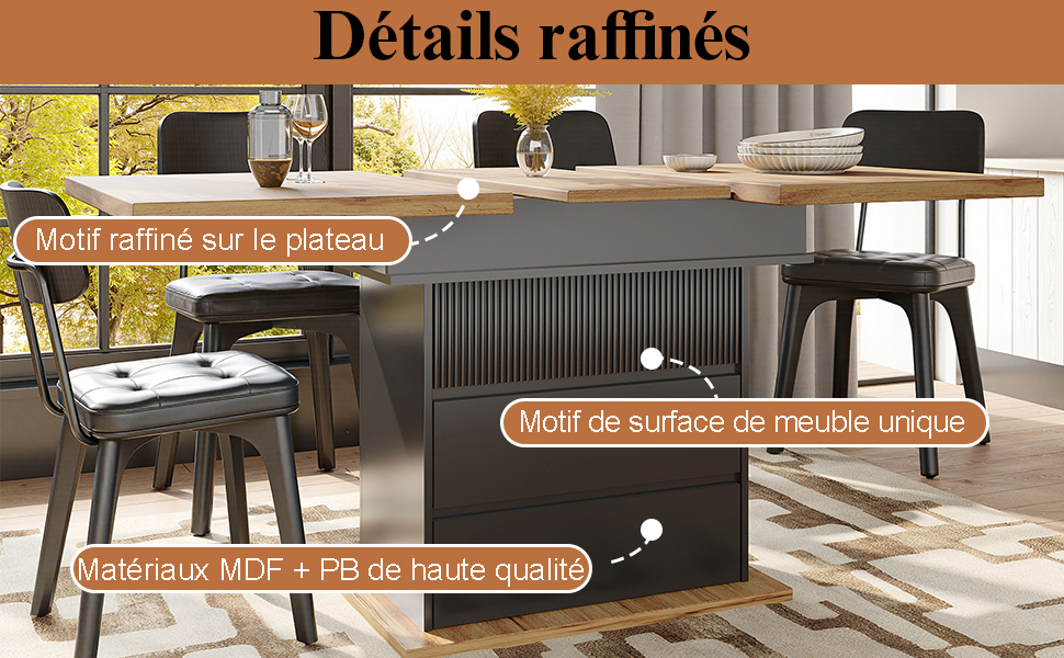 Table pliante noir naturel vue 3