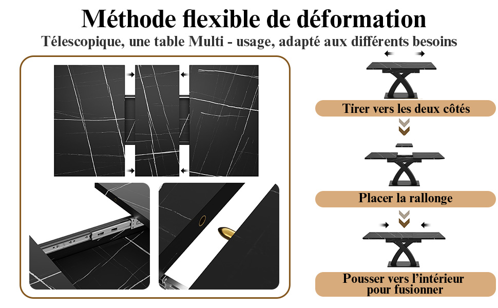 Table extensible noir 80x76 vue 4