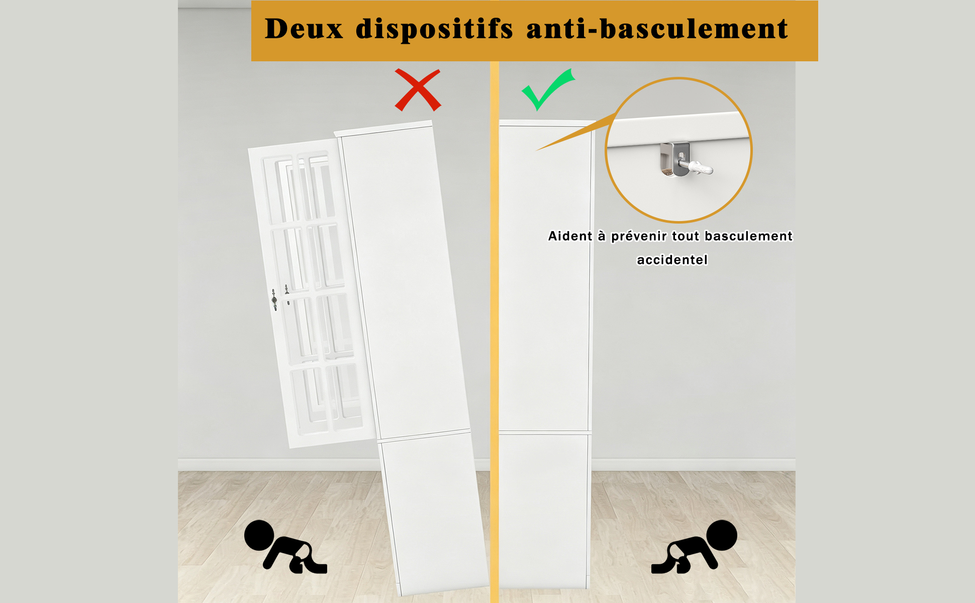 Set de 2 buffets hauts de cuisine Blanc, vue 2