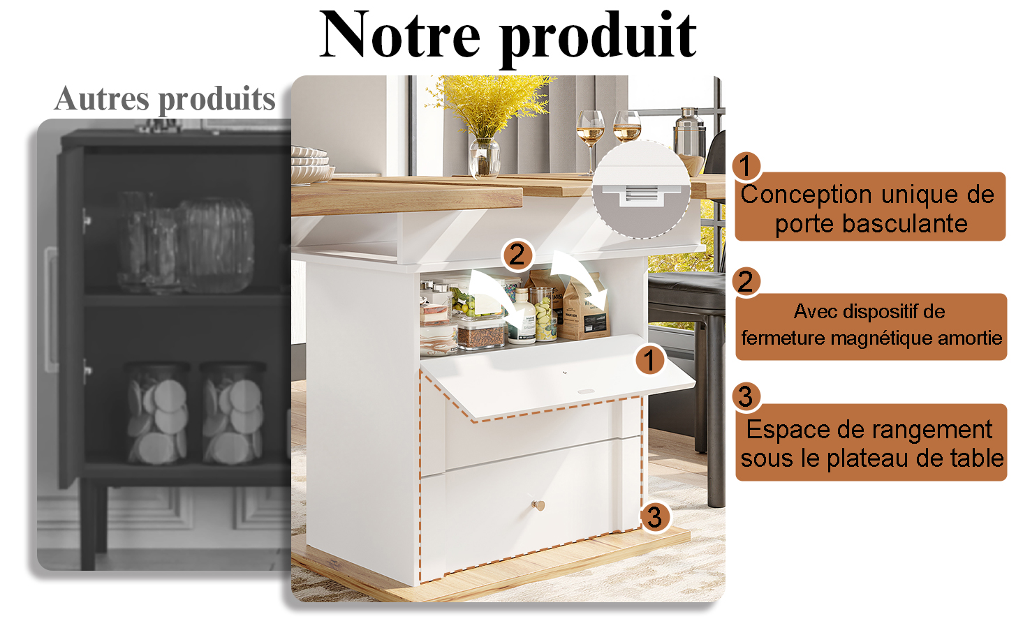 Table pliante naturel blanc vue 4