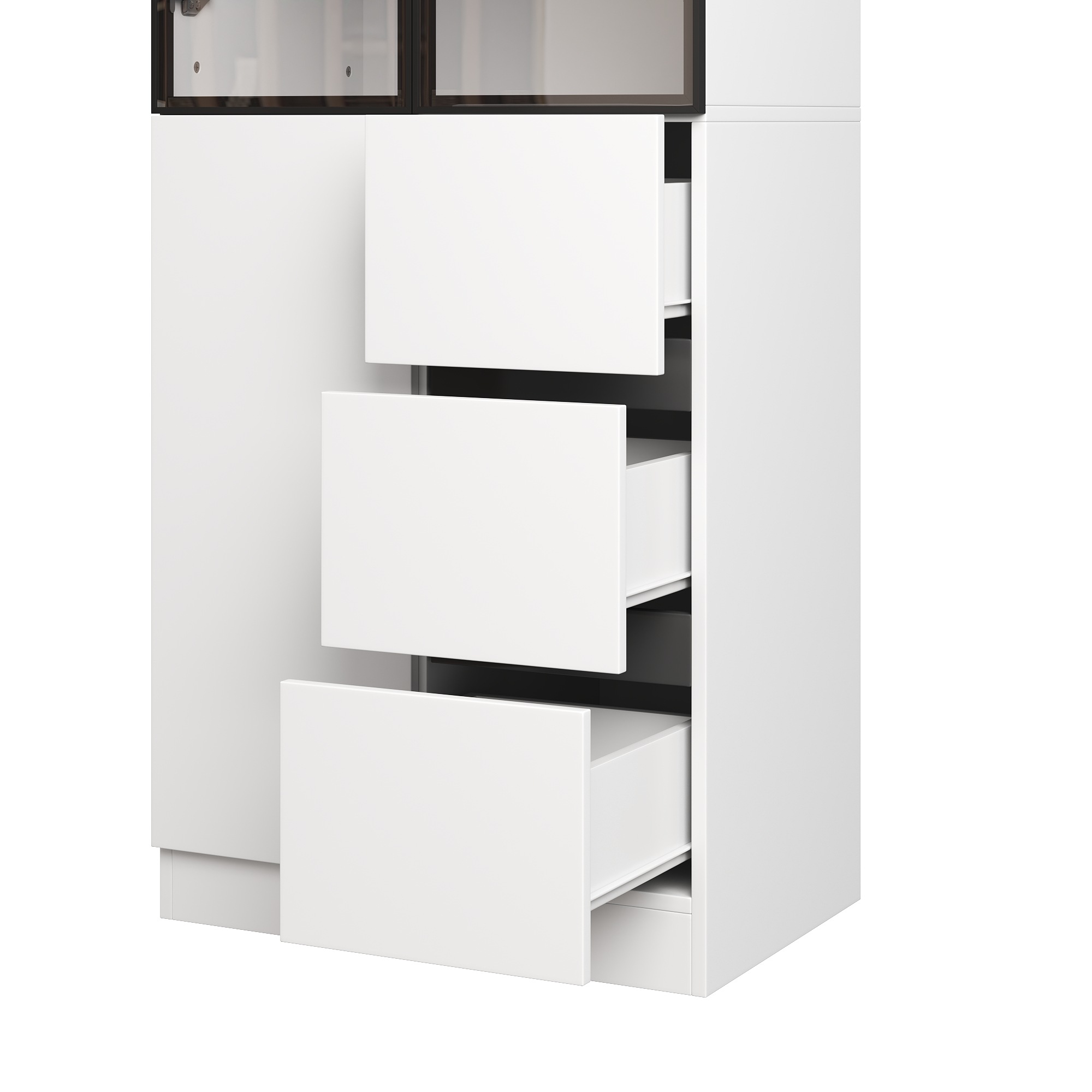 Vitrine Haute Blanc - Éclairage LED, Tiroirs, 1 Porte, Étagères, Portes en Verre - Panneaux de Particules - 60×40×180cm 3