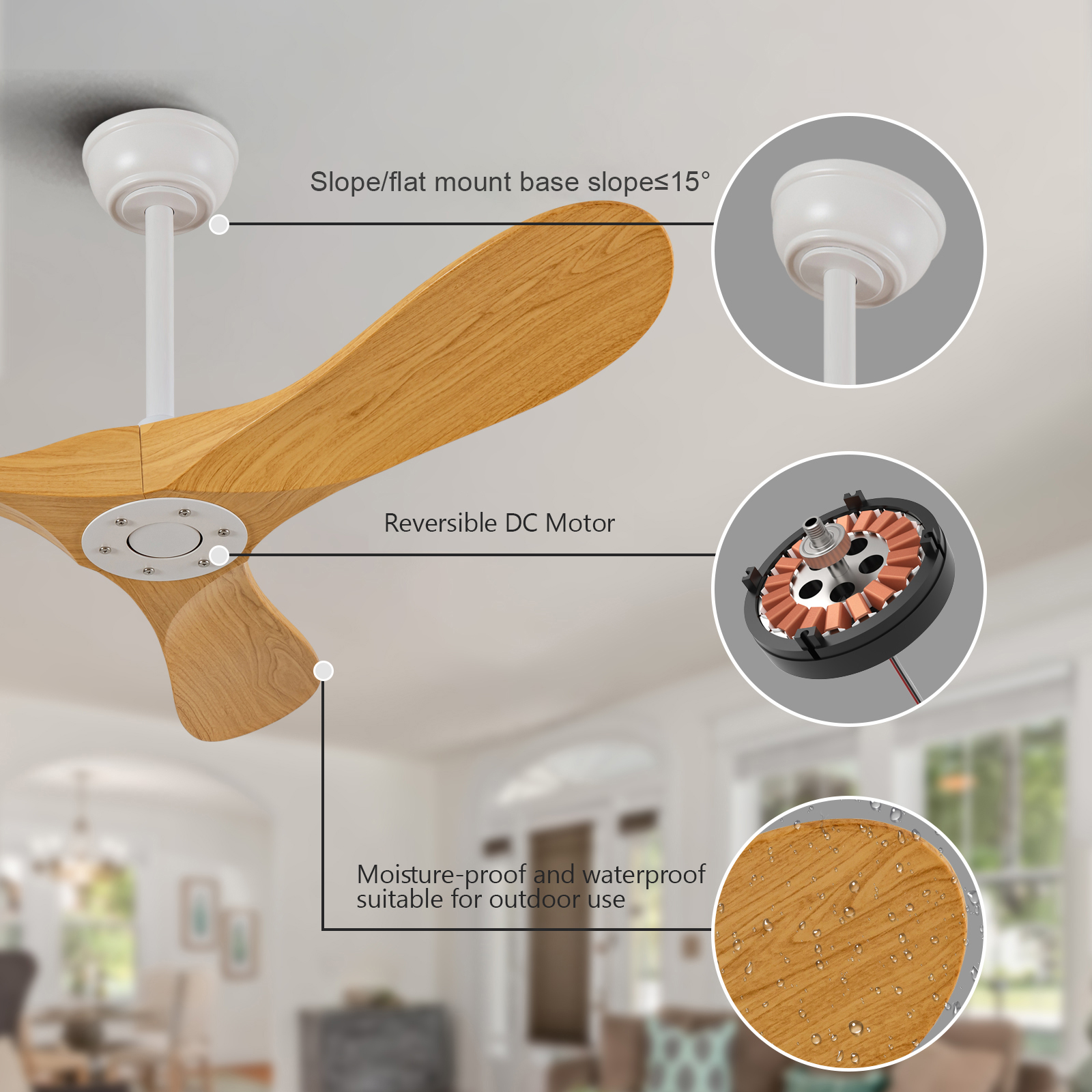 Ventilateur de plafond 107 cm 3