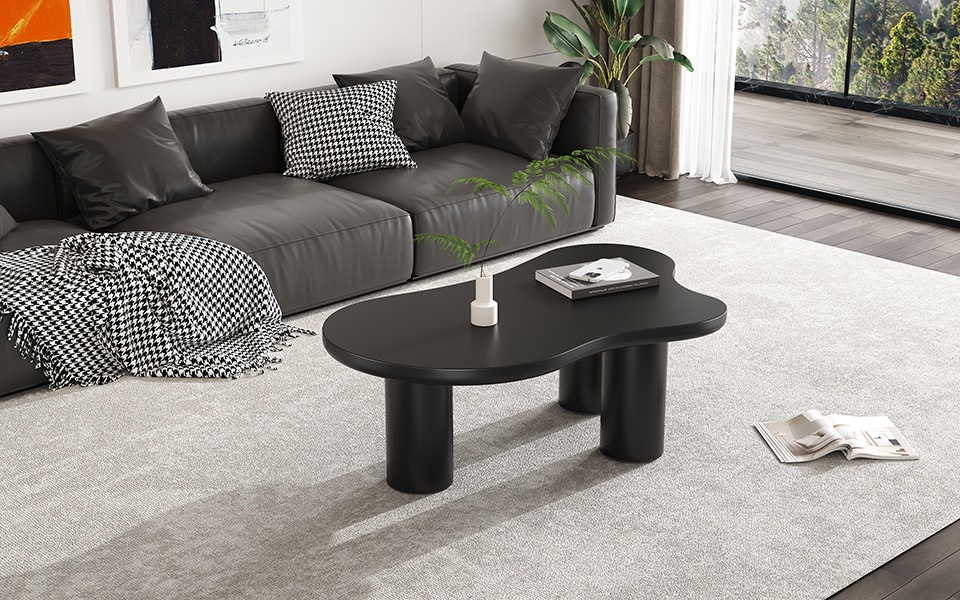 Table Basse Noir - Design Nuage - MDF - 107×66×40.5cm - Salon 3