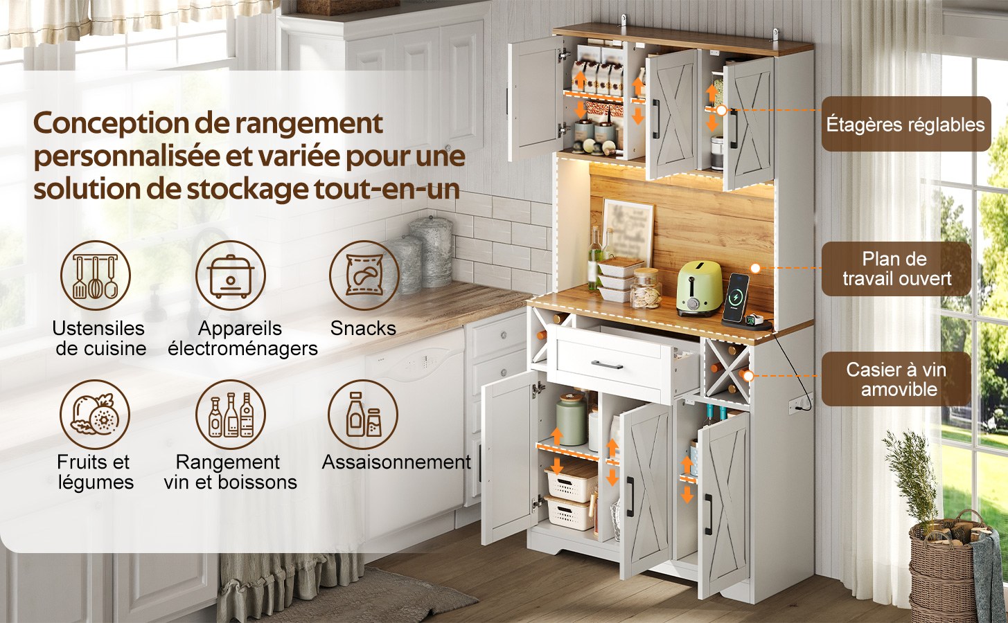 Buffet haut de cuisine Marron, vue 3