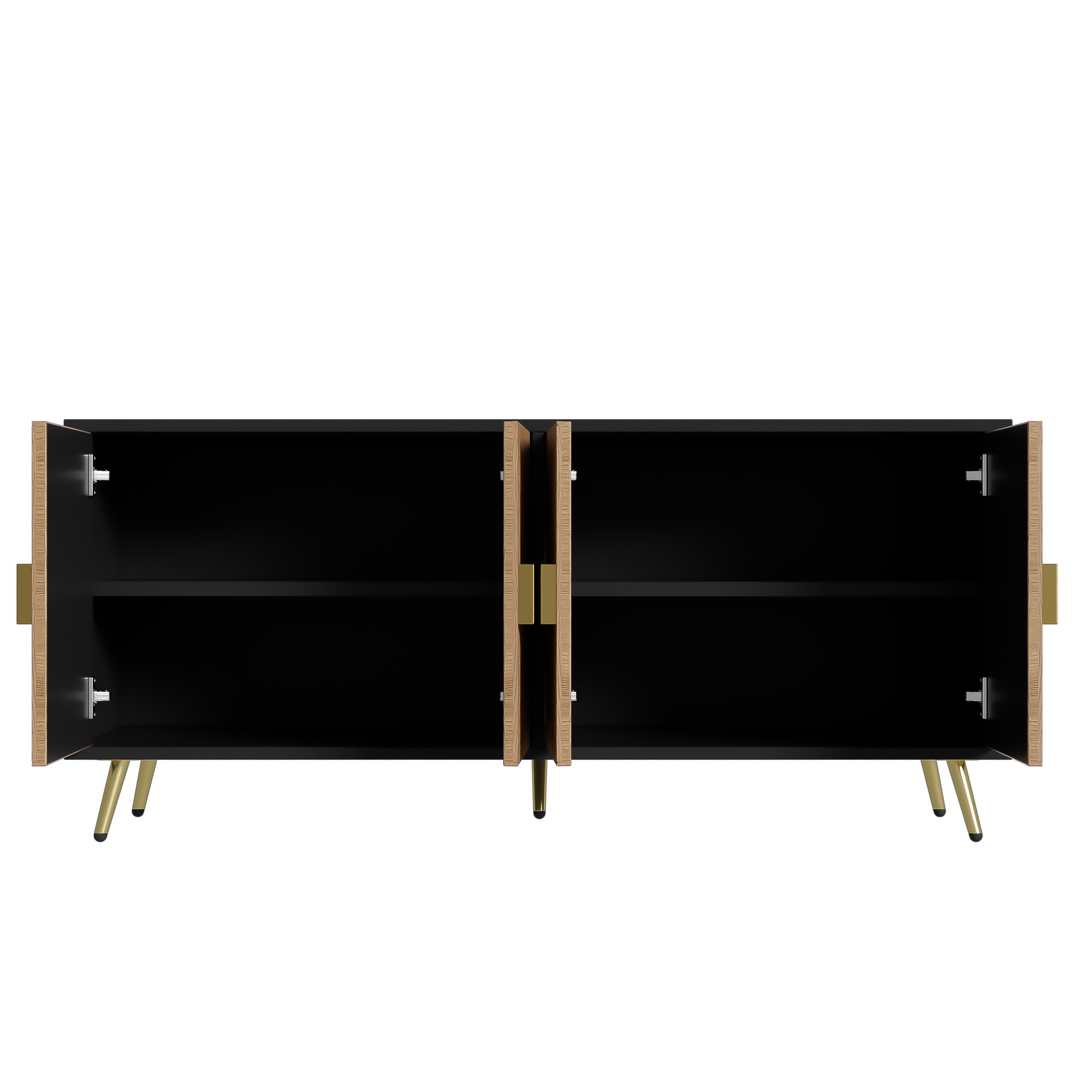Buffet Noir, 4 Portes, Rangement, Fermeture Douce, Design Moderne, Structure Robuste - MDF et Panneaux de Particules - 160x40x75cm 4