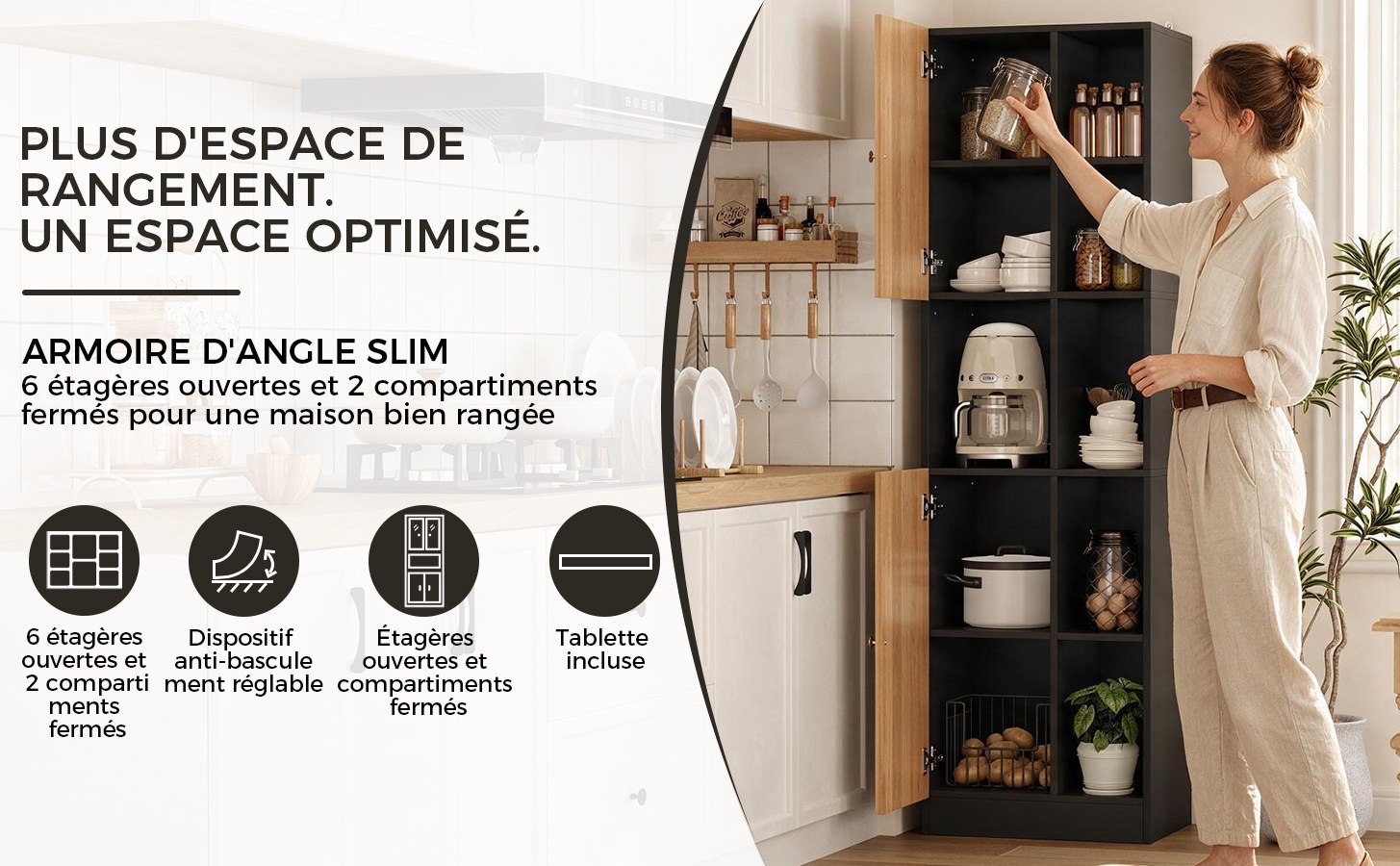 Buffet haut de cuisine Noir, vue 4