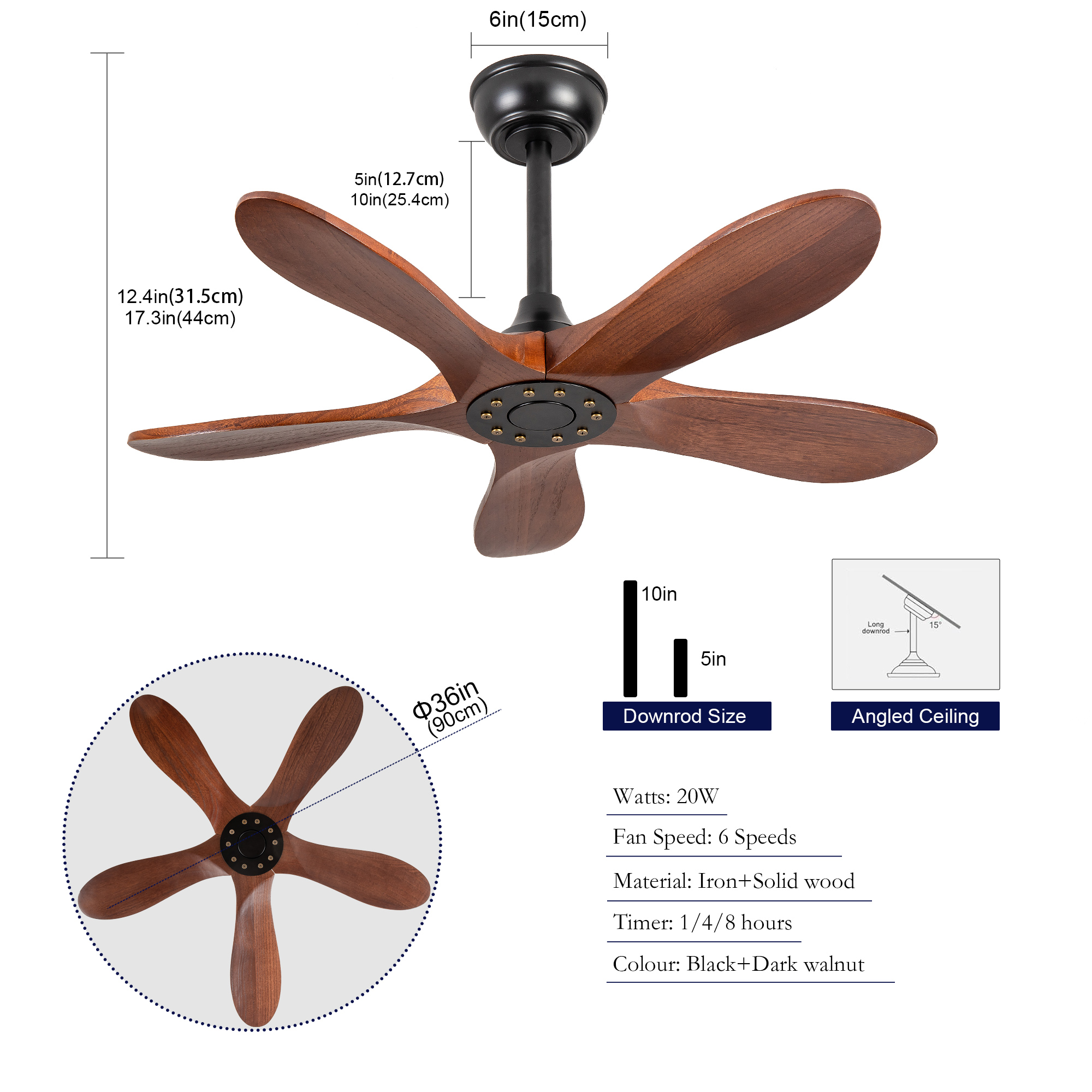 Ventilateur de plafond 90 cm 5