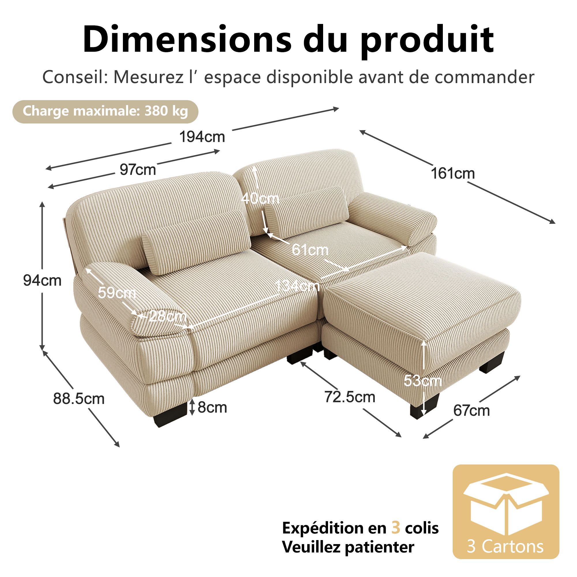 Fonctions du canapé panoramique modulable