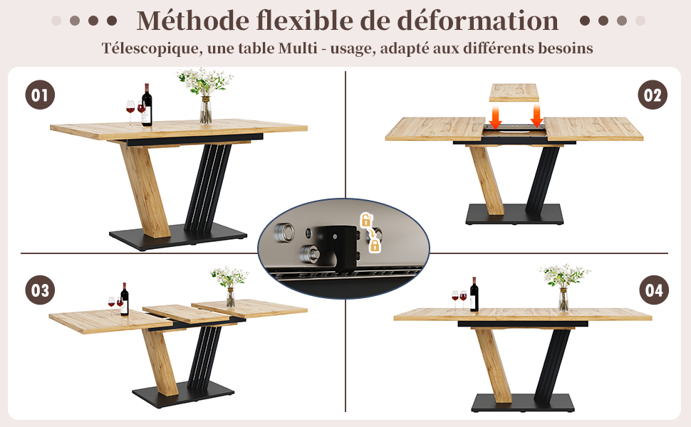 Table extensible bois 160 vue 4