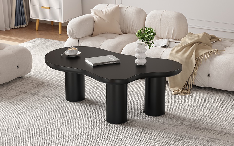 Table Basse Noir - Design Nuage - MDF - 107×66×40.5cm - Salon 2