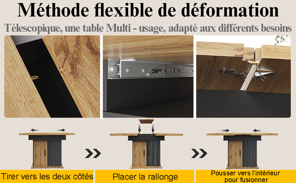 Table pliante étagères noir naturel vue 4
