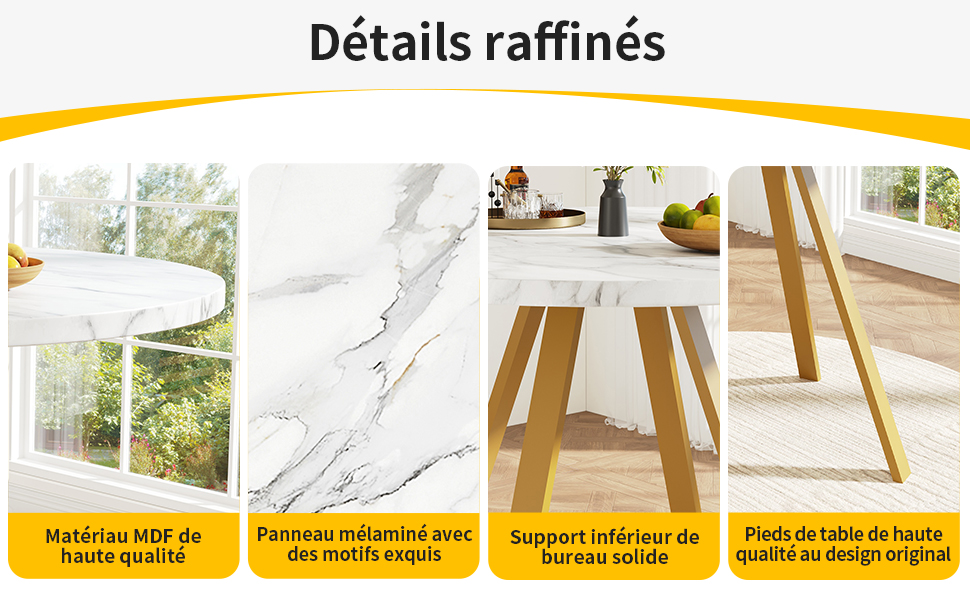 Table ronde blanc doré vue 2