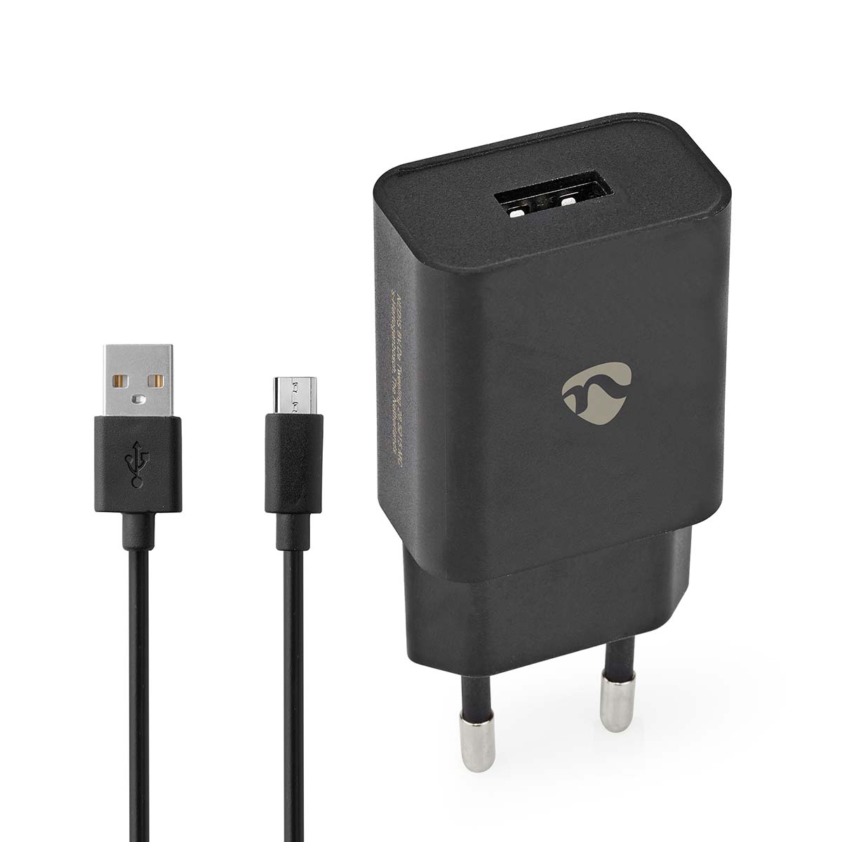 Nedis Chargeur mural  12 W  Fonction de charge rapide  1x 2.1 A A  Nombre de sorties: 1  USB-A  Micro USB (Loose) Câble  1.00 m  Single Voltage Output  Noir