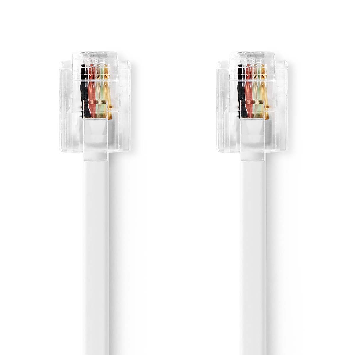 Nedis Câble Telecom  RJ11 Mâle  RJ11 Mâle  5.00 m  Conception de câble: Plat  Plaqué nickel  Type de câble: RJ11  Blanc  Label