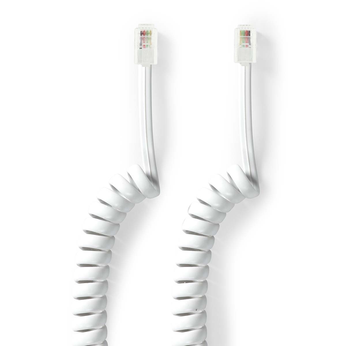 Nedis Câble Telecom  RJ10 Mâle  RJ10 Mâle  2.00 m  Conception de câble: Enroulé  Type de câble: RJ10  Blanc  Boîte