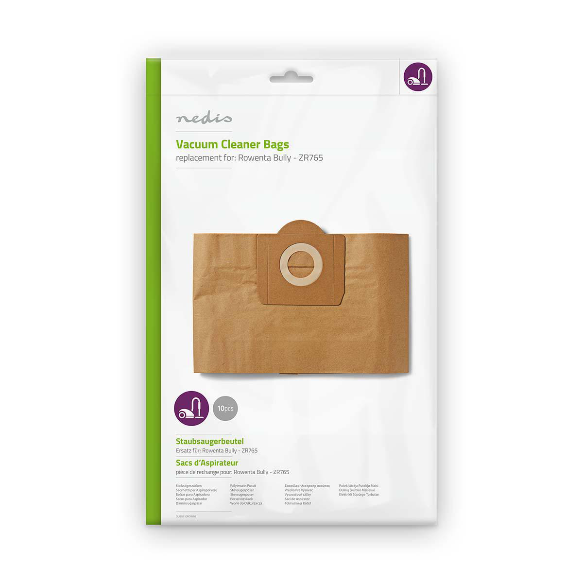 Nedis Sac d'aspirateur 10 pièces Papier Le plus vendu pour: Rowenta Bully - ZR765 Marron