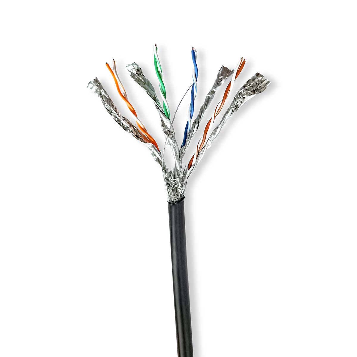 Nedis Réseau Câble Rouleau | CAT7 | Rigide | S/FTP | Cuivre | 100.0 m | Dehors | Rond | PE | Noir | Boîte de Tirage