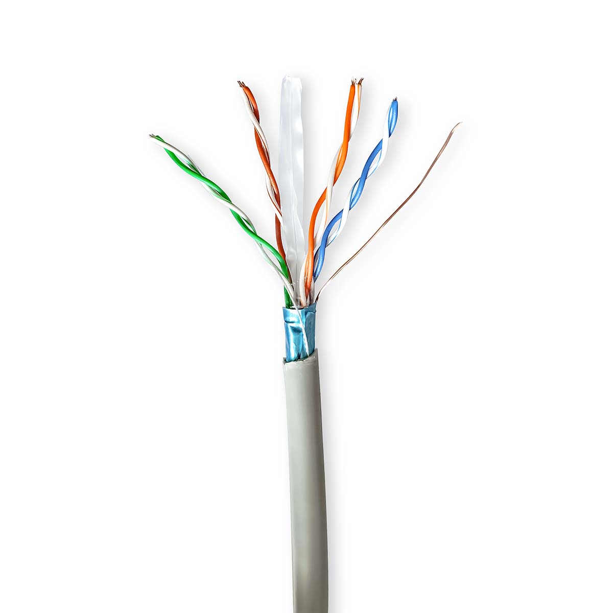 Nedis Réseau Câble Rouleau CAT6 Souple F/UTP CCA 100.0 m Intérieur Rond PVC Gris Boîte de Tirage