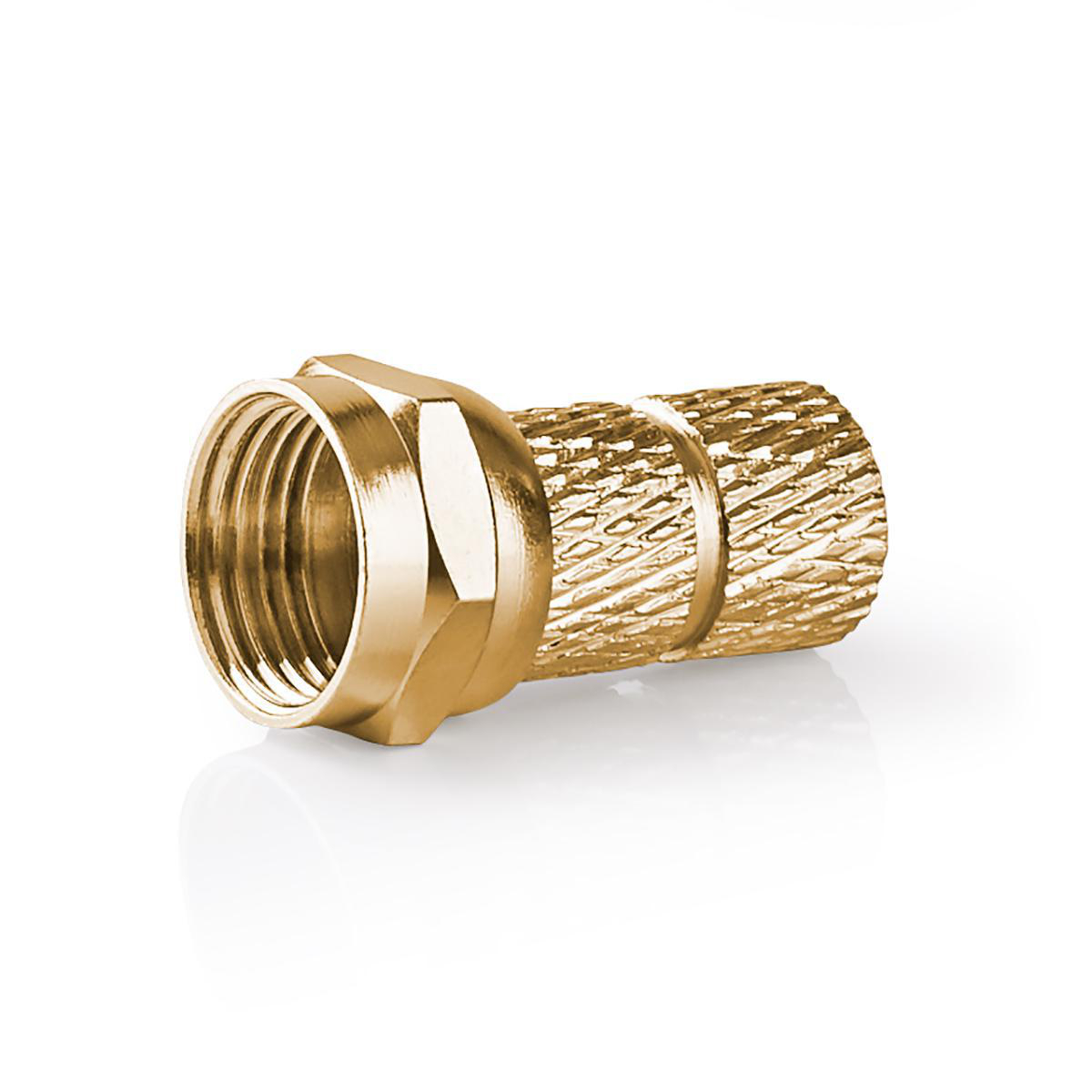 Nedis Conencteur F  Droit  Mâle  Plaqué or  75 Ohm  Twist-on  Diamètre d'entrée de câble: 5.5 mm  Cuivre  Métal  2 pièces  Boite avec Fenêtre