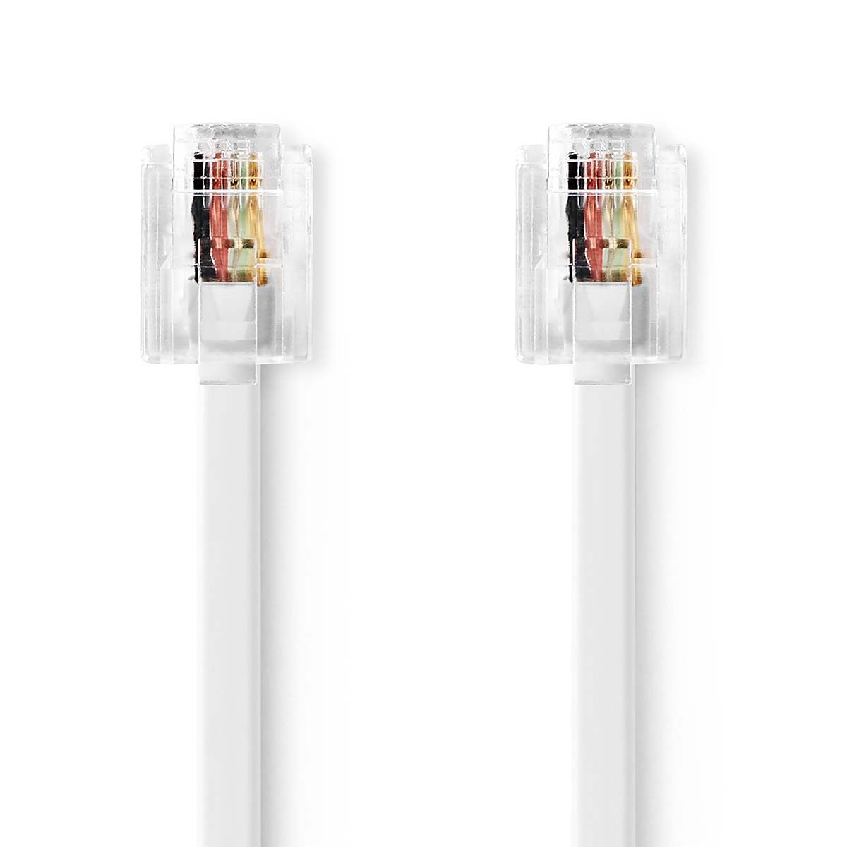 Nedis Câble Telecom  RJ11 Mâle  RJ11 Mâle  10.0 m  Conception de câble: Plat  Plaqué or  Type de câble: RJ11  Blanc  Label