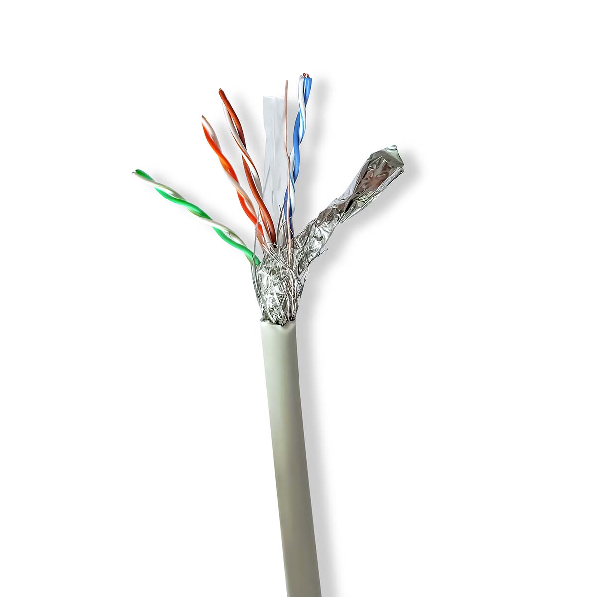 Nedis Réseau Câble Rouleau  CAT6  Souple  S/FTP  Cuivre nu  100.0 m  Intérieur  Rond  LSZH  Gris  Boîte de Tirage