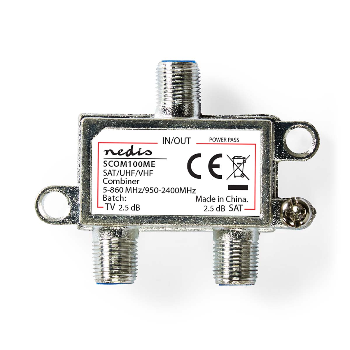 Nedis Coupleur Satellite  5-862 MHz  950-2400 MHz  75 Ohm  Passe de puissance  Zinc  Argent