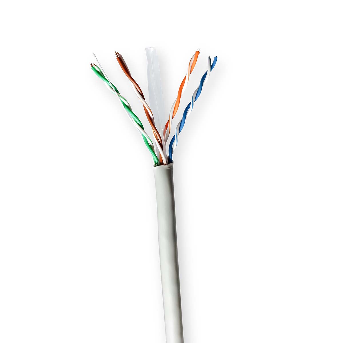 Nedis Réseau Câble Rouleau  CAT6  Rigide  U/UTP  CCA  100.0 m  Intérieur  Rond  PVC  Gris  Boîte de Tirage