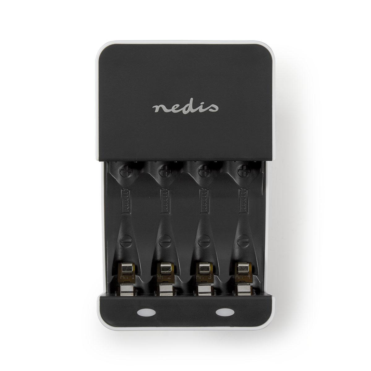 Nedis Chargeur de batterie NiMH AA / AAA  1.2 V DC  charge de maintien  Euro / Type C (CEE 7/16)  Alimentation par batterie: AA / AAA  Blanc / Noir
