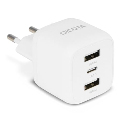 DICOTA - Adaptateur secteur - compact, ordinateur portable - 32 Watt - 3 A - 3 connecteurs de sortie (24 pin USB-C, 2 x USB) - blanc - Europe