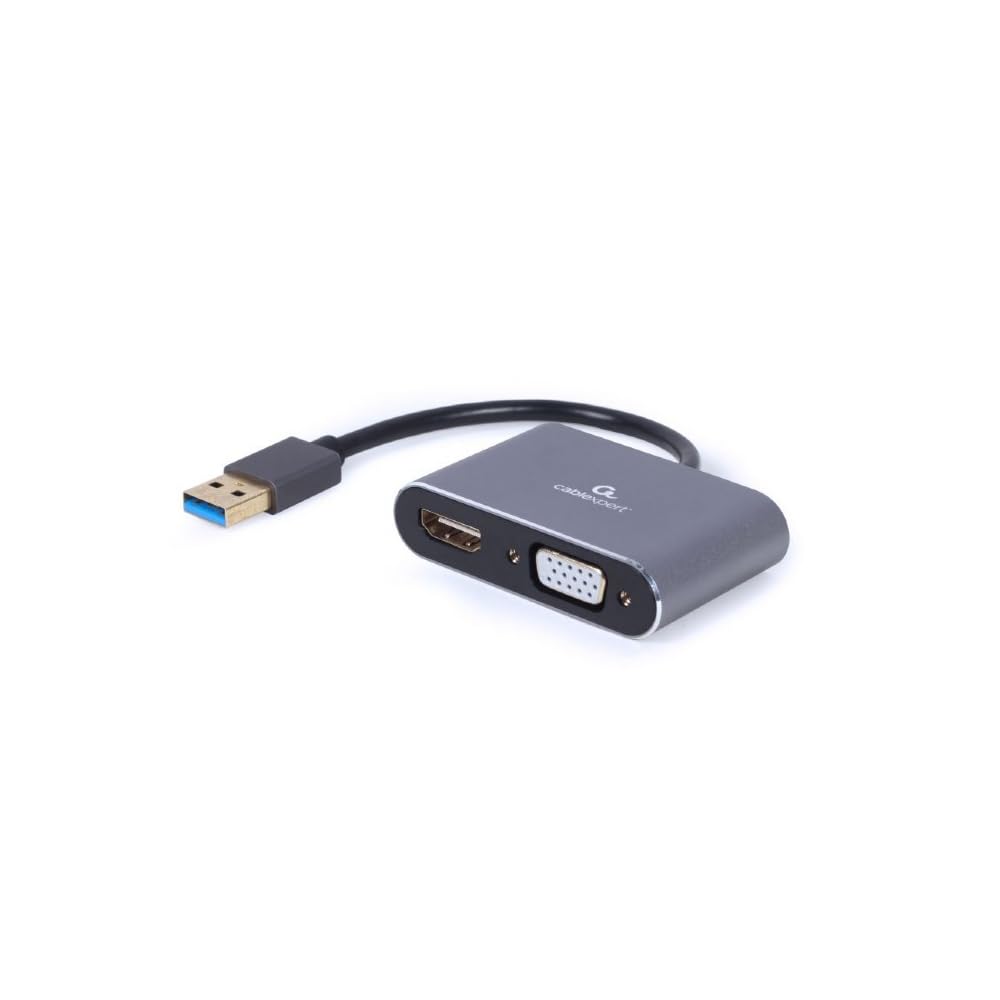 CableXpert Câble Convertisseur USB-A vers HDMI et VGA MF 15cm (Gris)