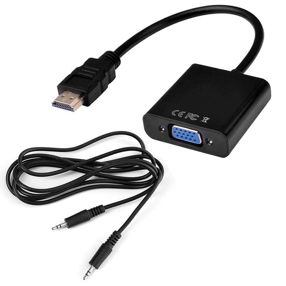 Gembird Convertisseur HDMI mâle (Type A) 1.2 vers VGA femelle (D-sub DE-15) et Jack 3,5mm femelle (Noir)