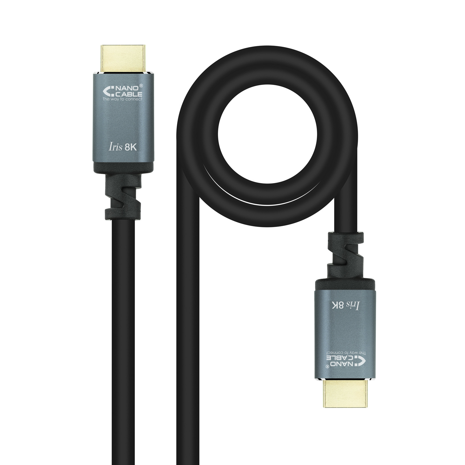 Nanocable Câble  Iris 8K HDMI 2.1 M/M 2m (Noir/Gris)
