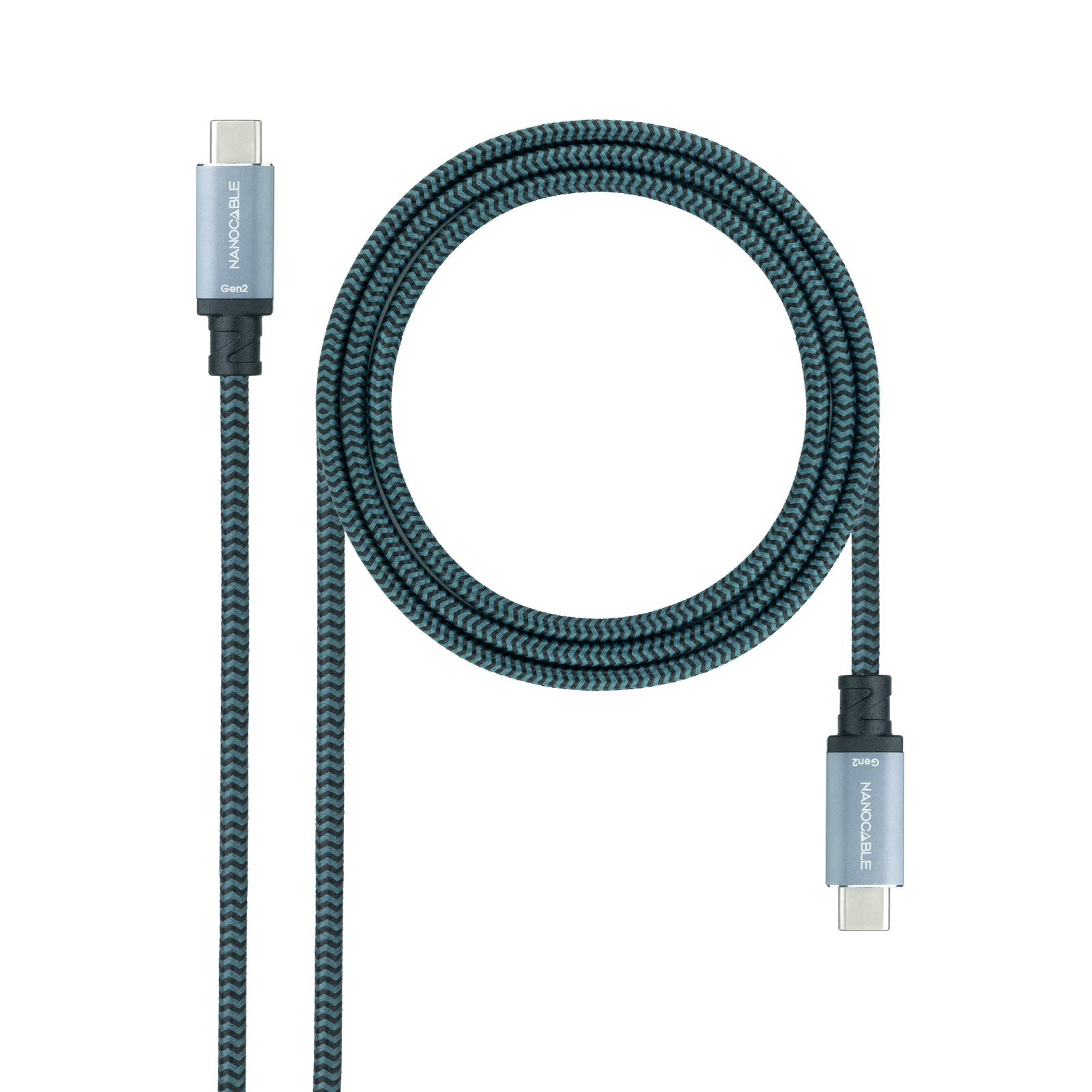 Nanocable Câble  USB-C 3.2 M/M 2m 100W (Gris)