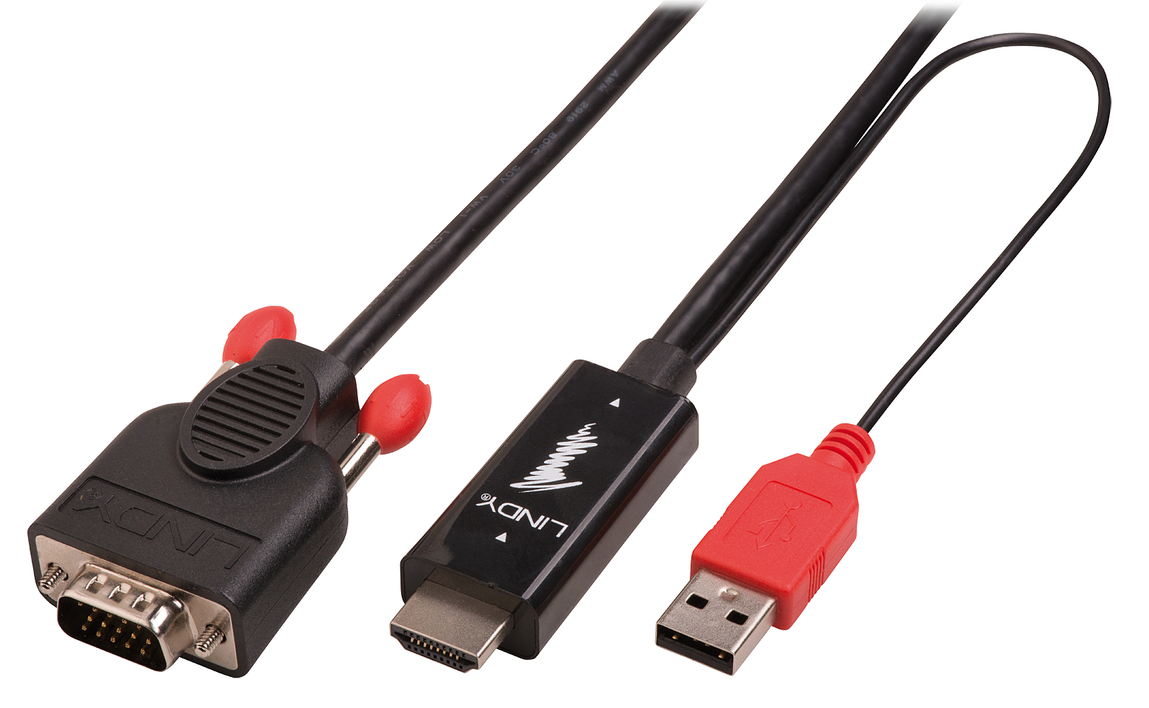 Lindy HDMI to HDMI adapter cable 2m. HDMI Male to VGA Male