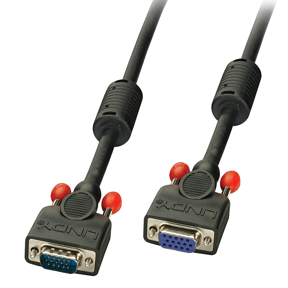Lindy VGA Cable M/FBlack 0.5m HD15 M/F with screws DDC-able