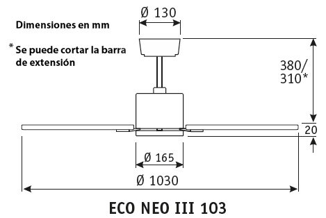 Esquema ventilador de techo CasaFan 922511 Eco Neo 103