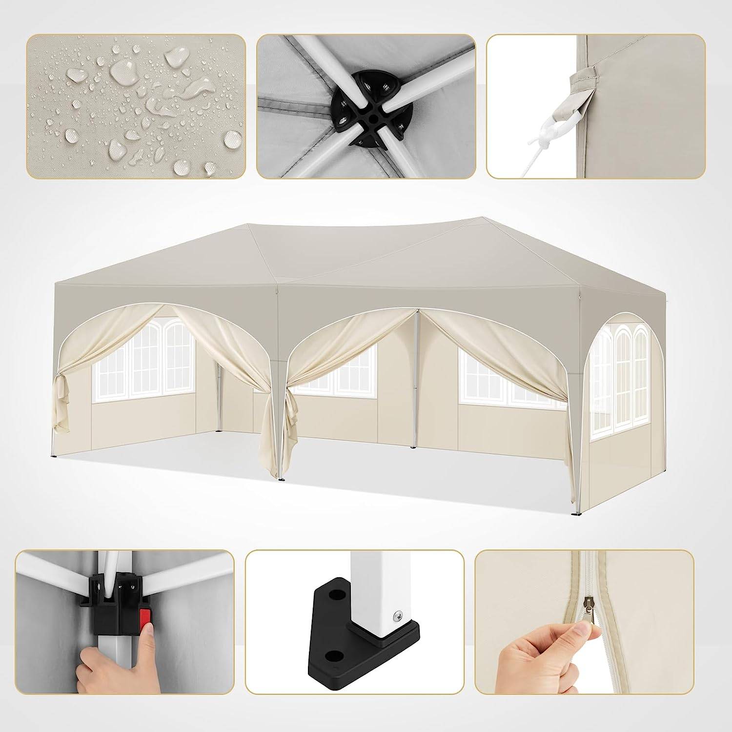 Gazebo 3x6m Beige