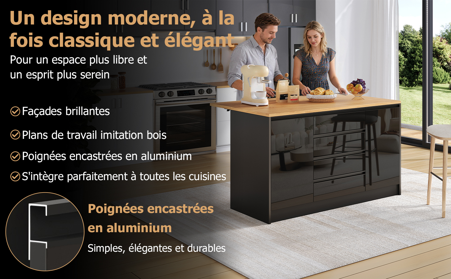 Îlot cuisine extensible 2