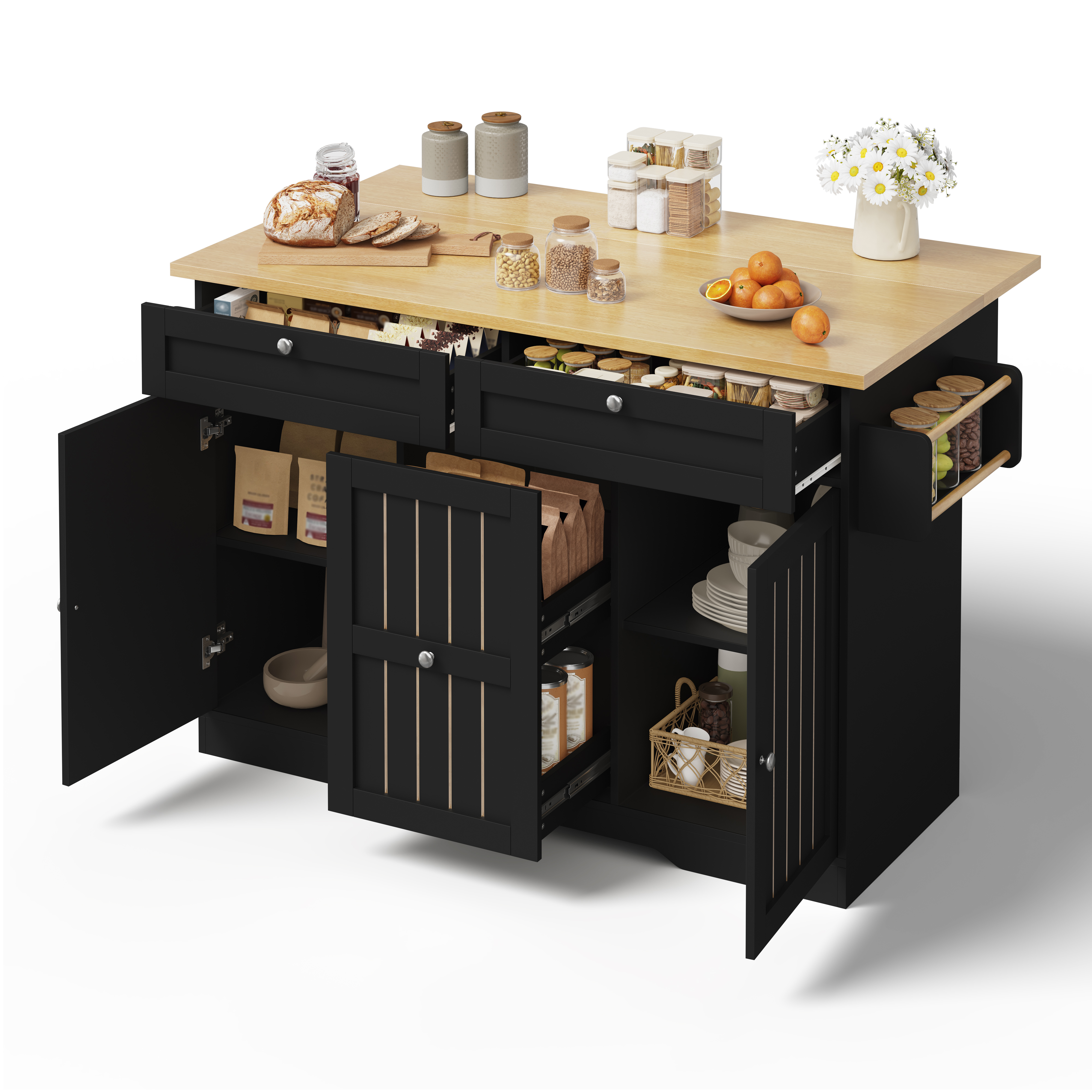 Îlot de cuisine noir design moderne