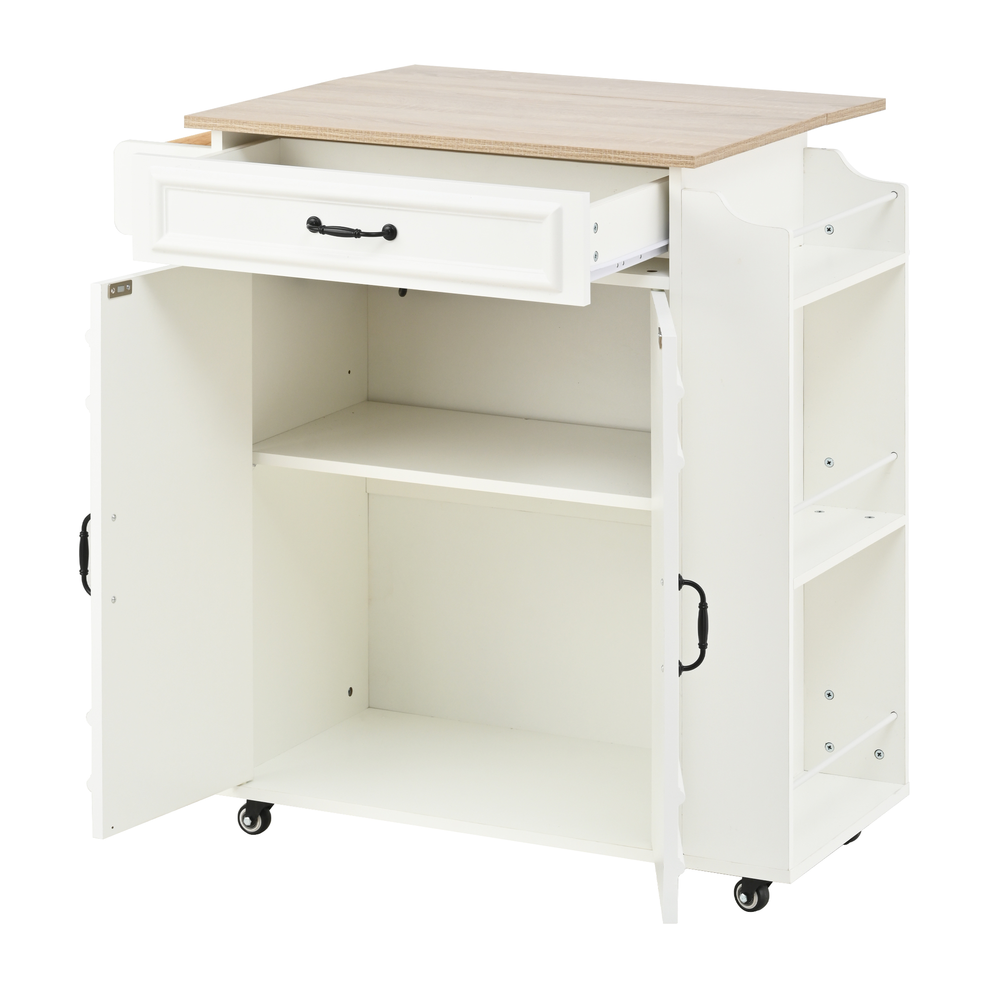 Chariot de cuisine multifonction avec plan de travail rabattable
