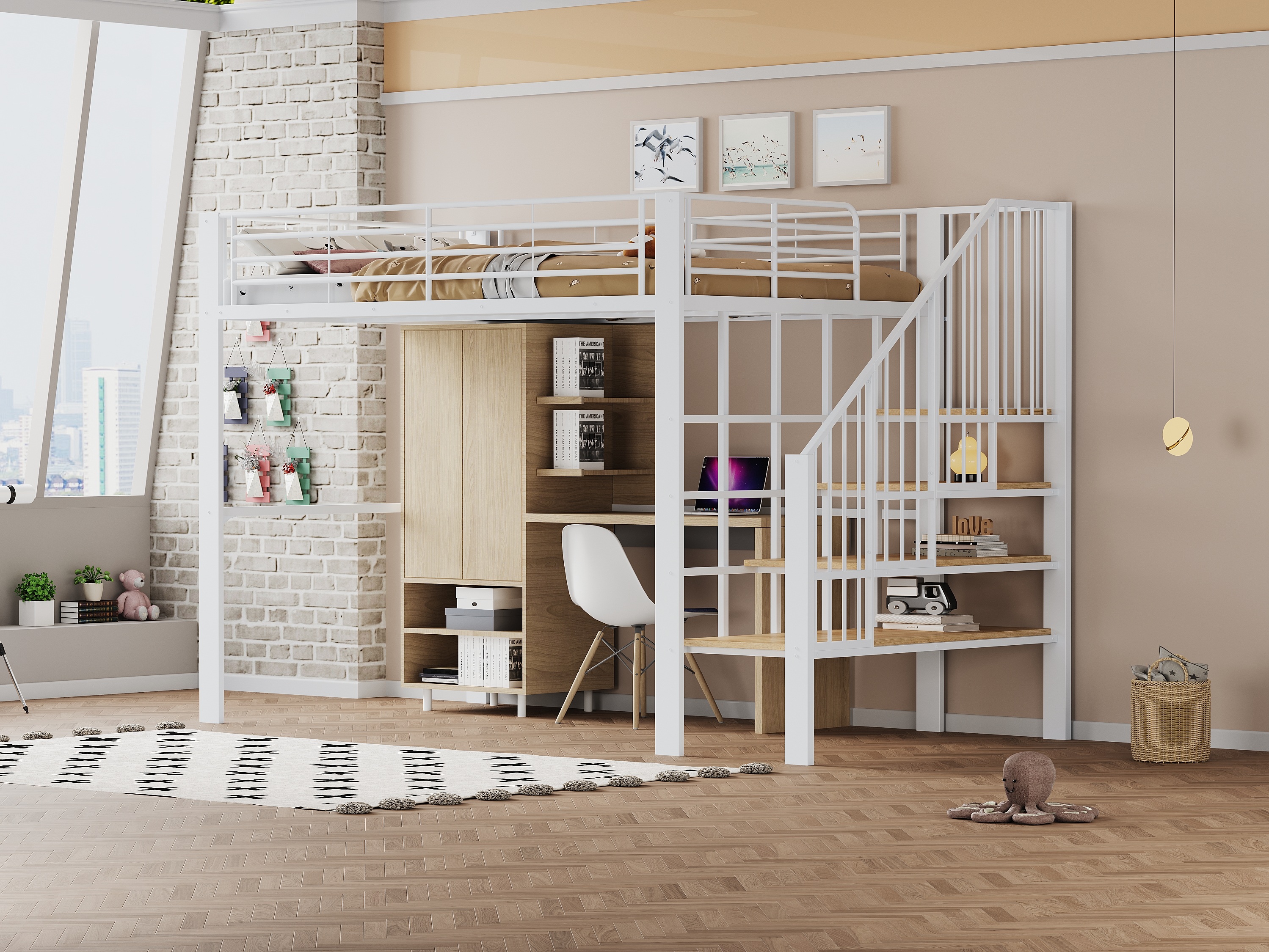 Lit mezzanine 140x200 cm design moderne