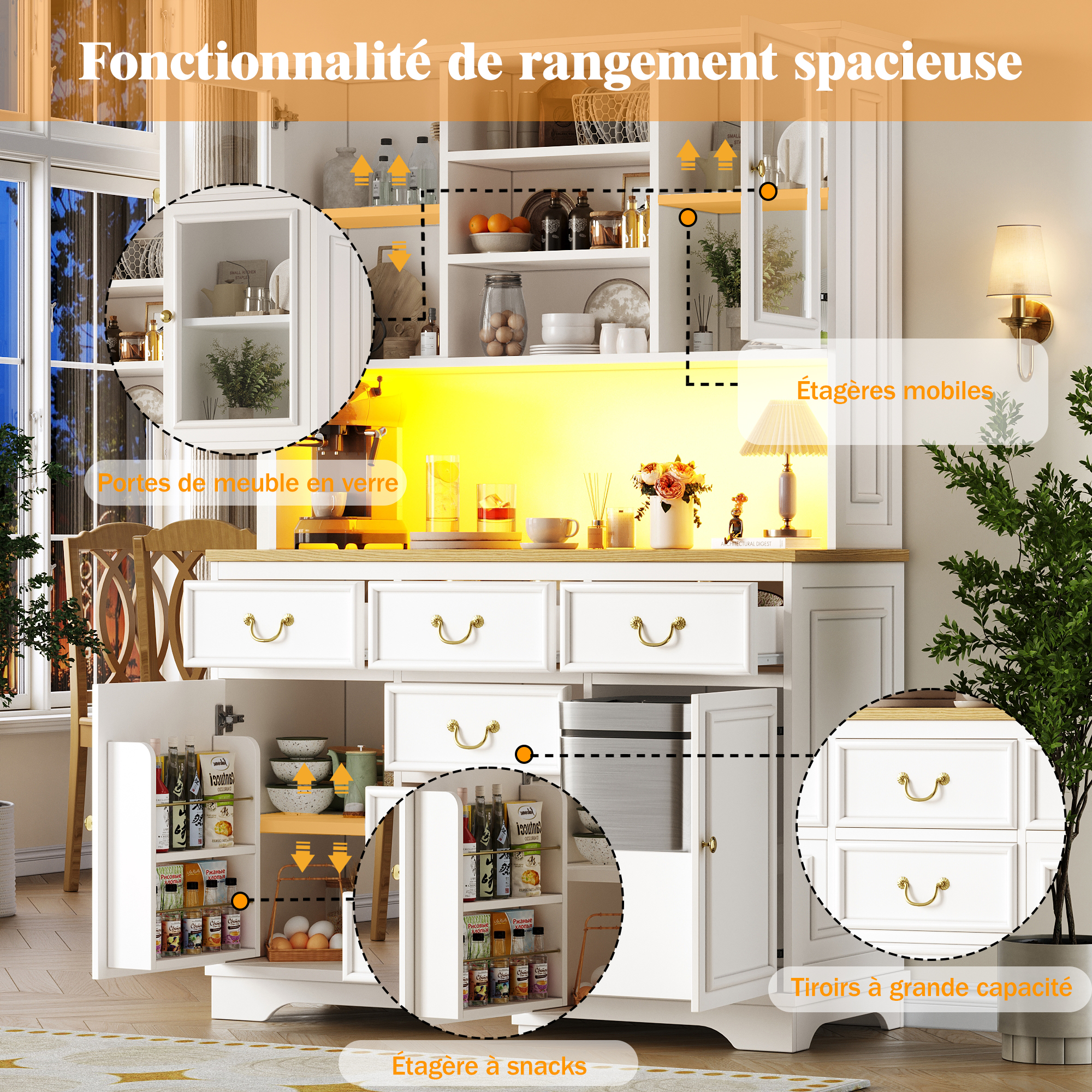 Rangement spacieux avec étagères réglables