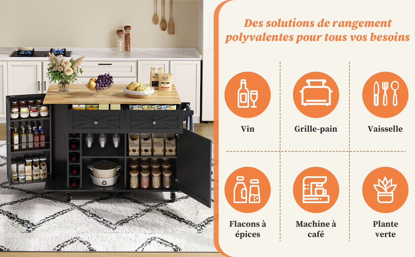 Chariot von cuisine structure stable et mobile