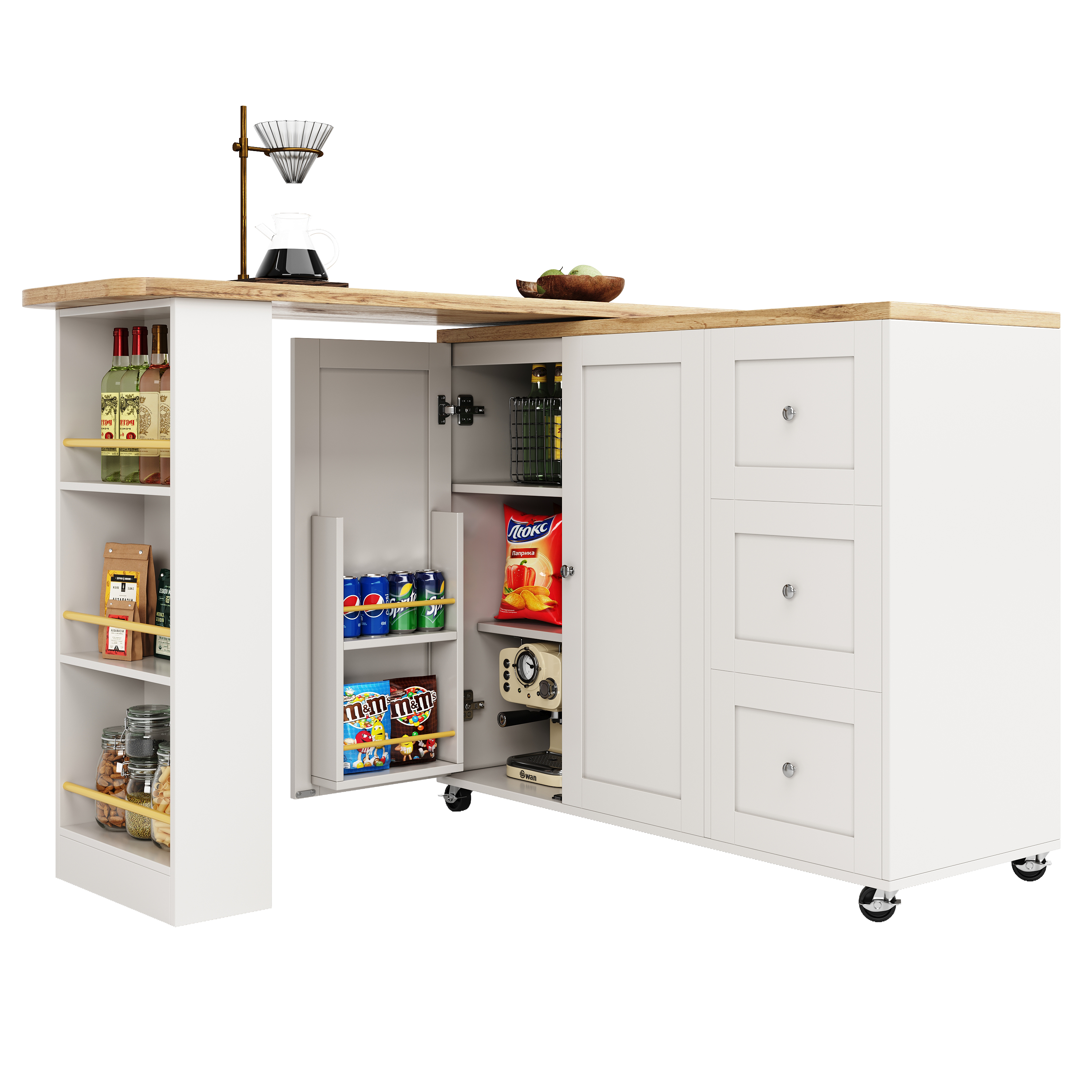 Table bar optimisation espace 3 étagères latérales étagère snack